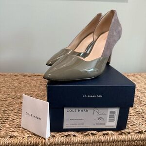 Cole Haan Rendon Pumps Taupe Patent and Suede